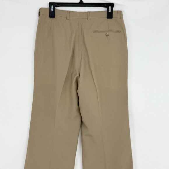 Vintage Dress Pants Pleated Front Cuffed Hems Mens 32 x 31 Beige - Picture 9 of 16